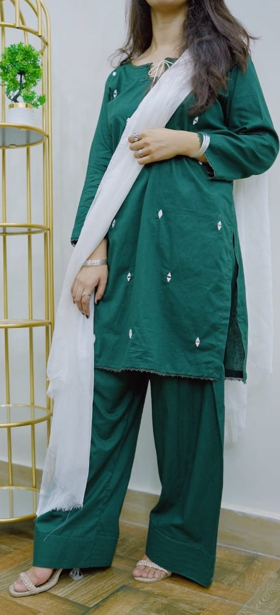 Saniar Azadi Special Green & White 3 Piece