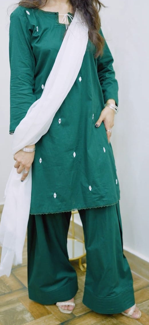 Saniar Azadi Special Green & White 3 Piece