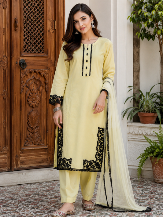 Crimson Elegance 3-Piece Straight Kurta Set