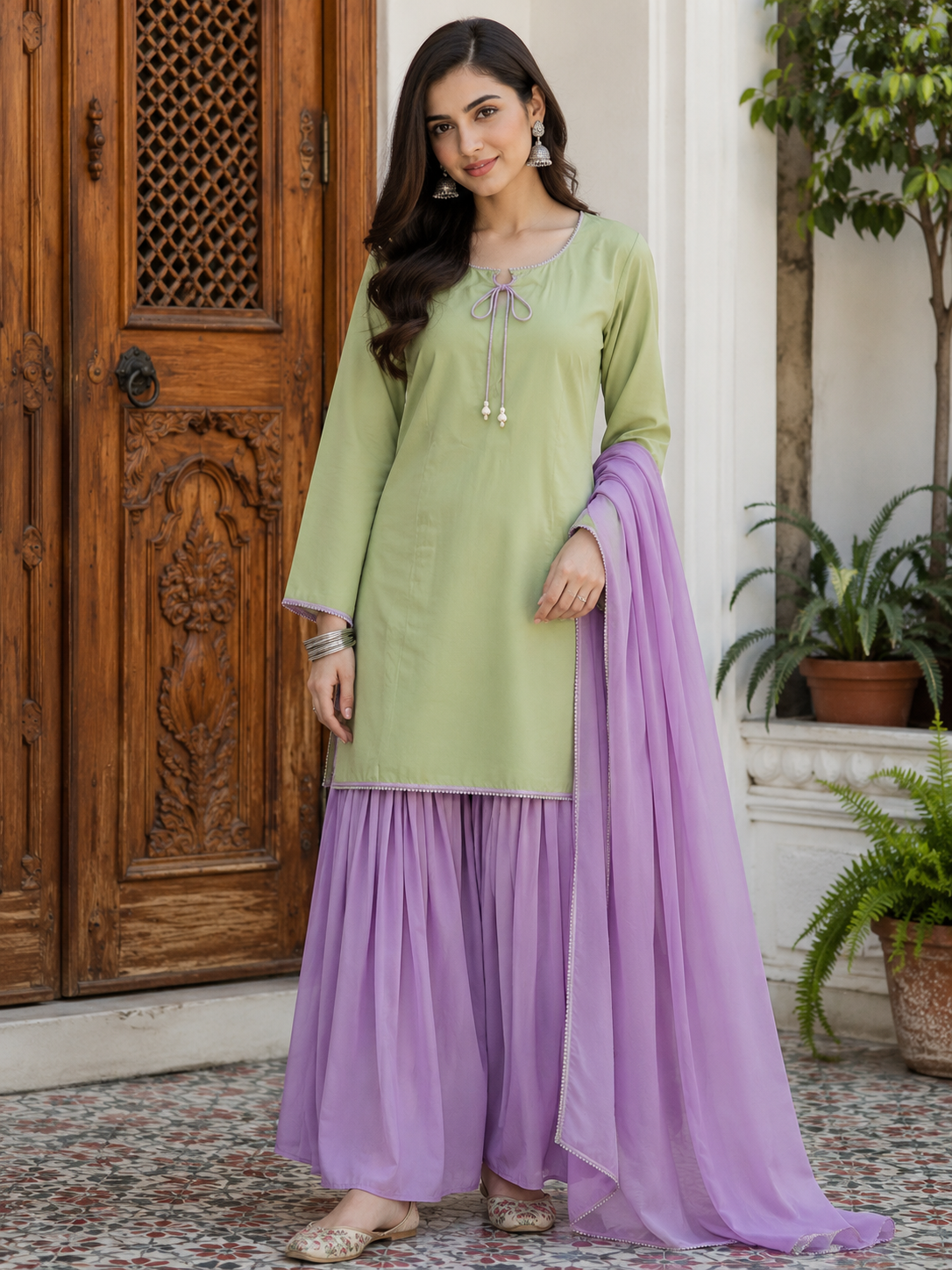 Crimson Elegance 3-Piece Straight Kurta Set