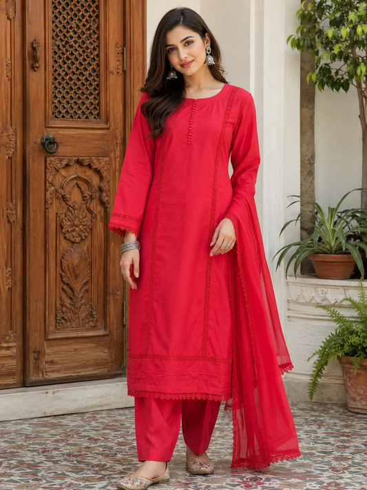 Cherry Red Elegance" 3-Piece Lawn